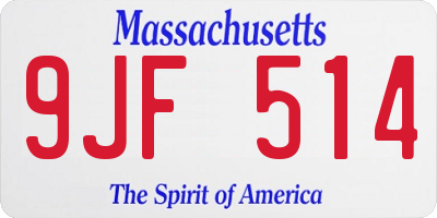 MA license plate 9JF514
