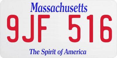 MA license plate 9JF516