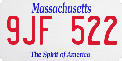 MA license plate 9JF522