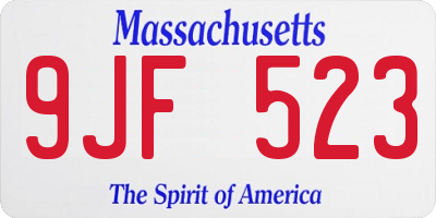 MA license plate 9JF523
