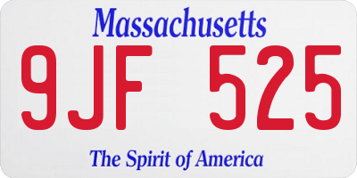 MA license plate 9JF525