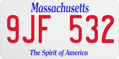MA license plate 9JF532