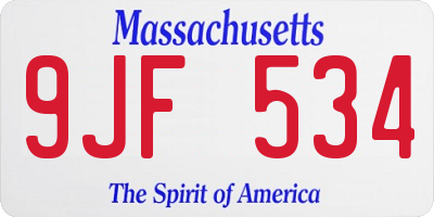 MA license plate 9JF534