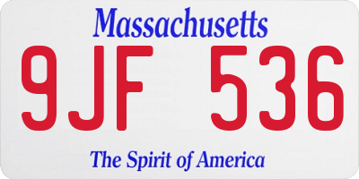 MA license plate 9JF536