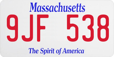 MA license plate 9JF538