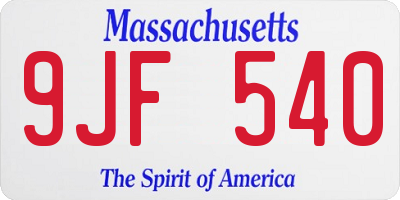 MA license plate 9JF540