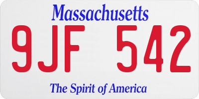 MA license plate 9JF542