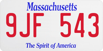 MA license plate 9JF543
