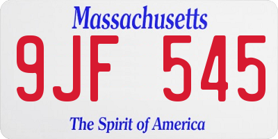 MA license plate 9JF545