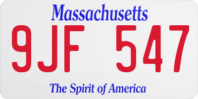 MA license plate 9JF547