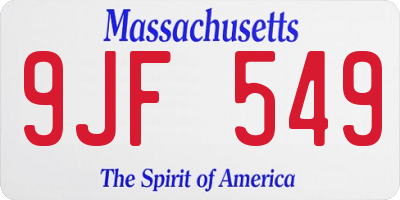 MA license plate 9JF549