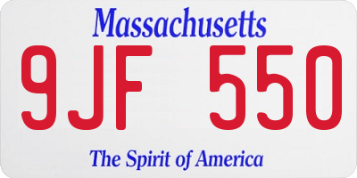 MA license plate 9JF550