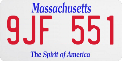 MA license plate 9JF551