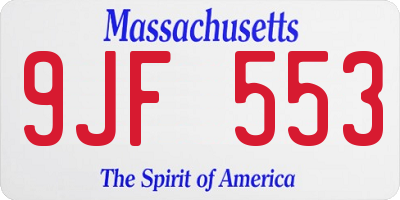 MA license plate 9JF553