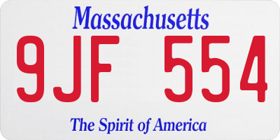MA license plate 9JF554