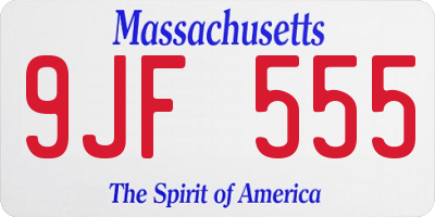 MA license plate 9JF555