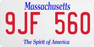 MA license plate 9JF560