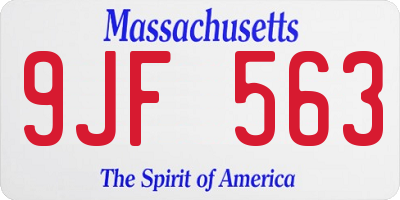 MA license plate 9JF563