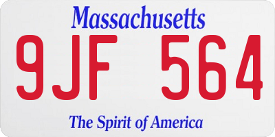 MA license plate 9JF564