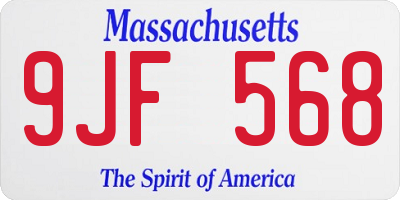 MA license plate 9JF568
