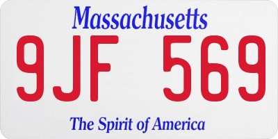 MA license plate 9JF569