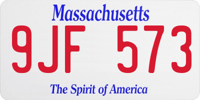 MA license plate 9JF573