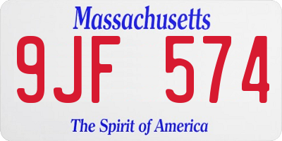 MA license plate 9JF574
