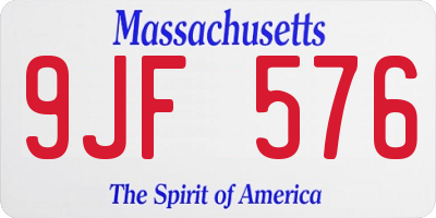 MA license plate 9JF576