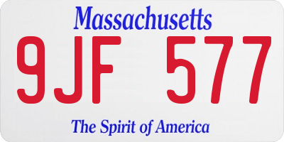 MA license plate 9JF577