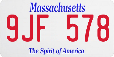 MA license plate 9JF578