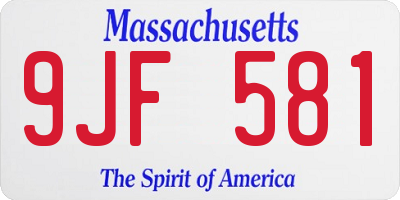 MA license plate 9JF581