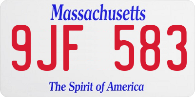 MA license plate 9JF583