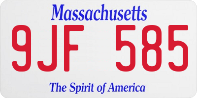 MA license plate 9JF585