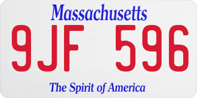 MA license plate 9JF596