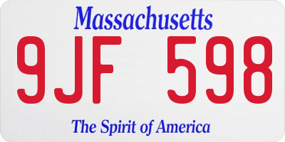 MA license plate 9JF598