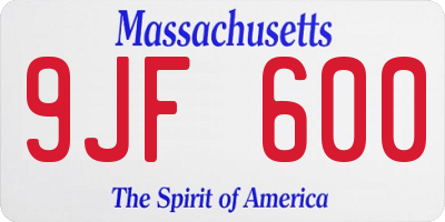 MA license plate 9JF600