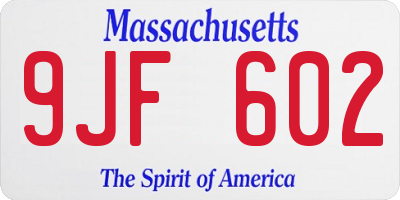 MA license plate 9JF602