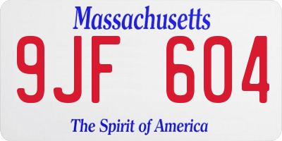 MA license plate 9JF604