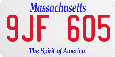 MA license plate 9JF605