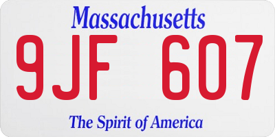 MA license plate 9JF607
