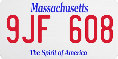 MA license plate 9JF608