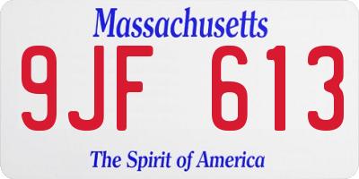 MA license plate 9JF613
