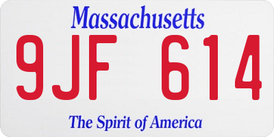 MA license plate 9JF614