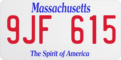 MA license plate 9JF615