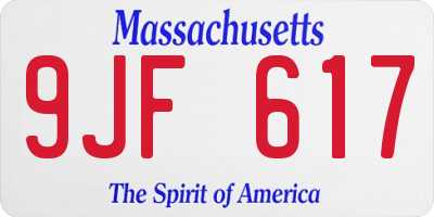 MA license plate 9JF617