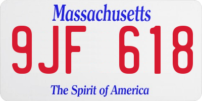 MA license plate 9JF618