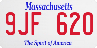 MA license plate 9JF620
