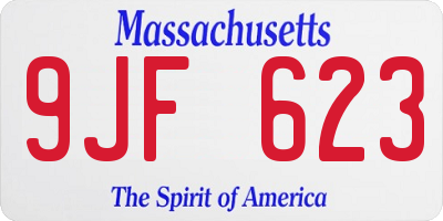 MA license plate 9JF623