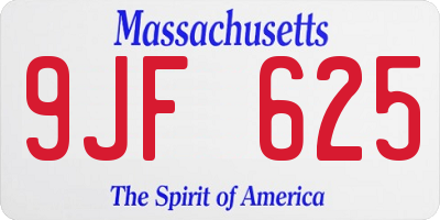 MA license plate 9JF625