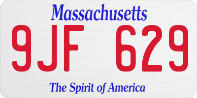 MA license plate 9JF629